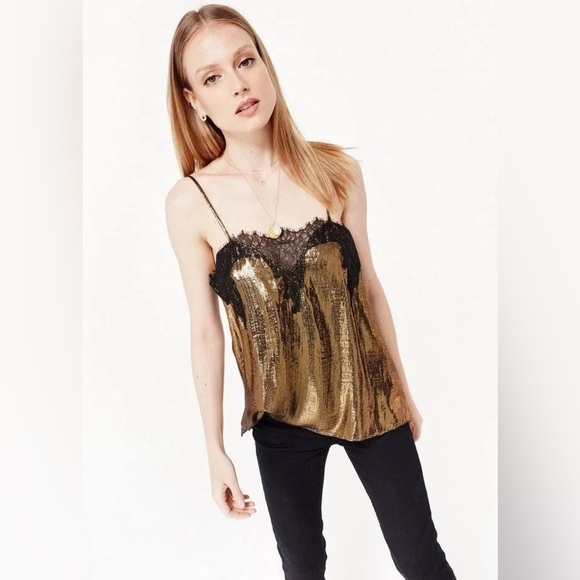 CAMI NYC The Sweetheart Lace Top Gold & Black - Picture 1 of 9